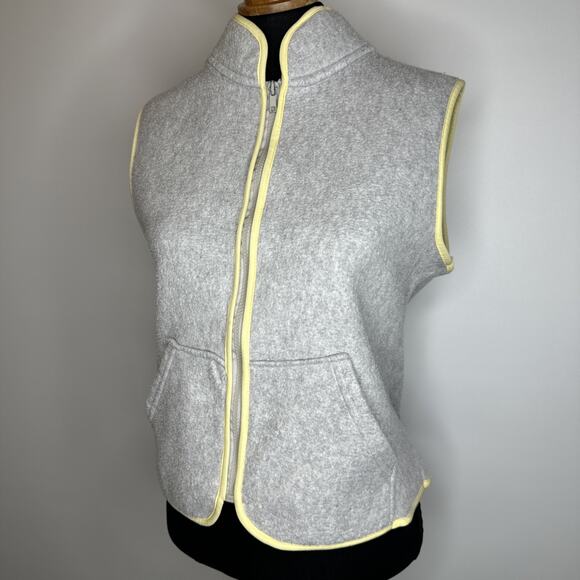 Vintage 90s Y2k R4R Gray Vest Yellow Trim Zip Sz S Mock USA Streetwear Hip Hop - Picture 1 of 9